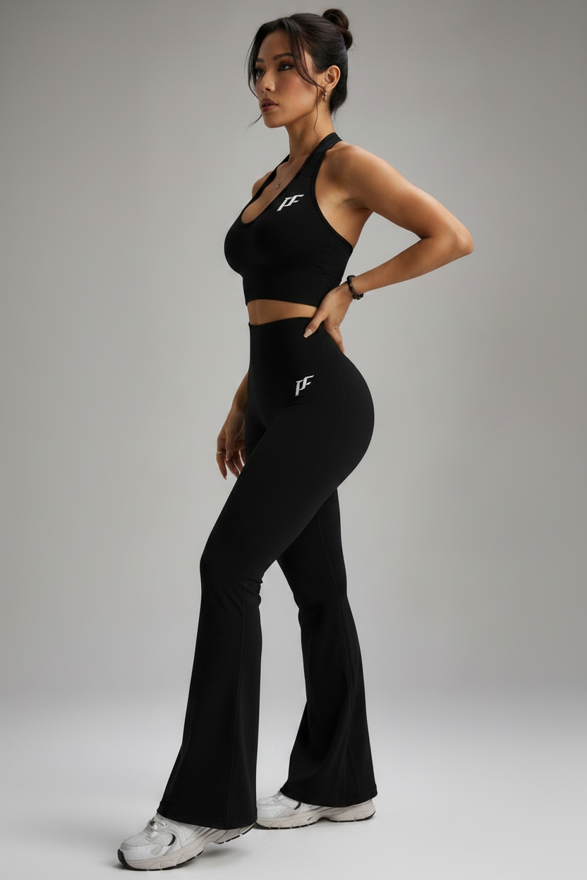Black Flare Bottoms - Side Shot